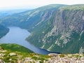 Hiking in beautiful Gros Morne National Park atop Gros Morne Mountain in Newfoundland and Labrador, Canada Royalty Free Stock Photo