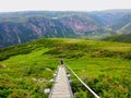 Hiking in beautiful Gros Morne National Park atop Gros Morne Mountain in Newfoundland and Labrador, Canada Royalty Free Stock Photo