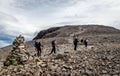 Hiking on the Ben Nevis summit.