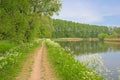 Hiking trail along Moervaart canal in the Flemish countryside Royalty Free Stock Photo