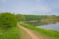 Hiking trail along Moervaart canal in the Flemish countryside Royalty Free Stock Photo