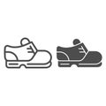 Hiking boot line and glyph icon. Footwear vector illustration isolated on white. Hike shoe outline style design