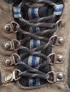 Hiking Boot shoelace front detail Royalty Free Stock Photo