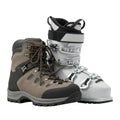 Hiking boot and ski boot comparison isolated on transparent background Royalty Free Stock Photo