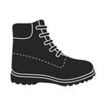 Hiking boots icon in black style on white background. Shoes symbol stock vector illustration. Royalty Free Stock Photo