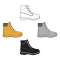 Hiking boots icon in cartoon,black style isolated on white background. Shoes symbol stock vector illustration. Royalty Free Stock Photo