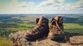 Hiking boots on mountain ranges