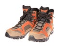 Hiking boots on the white background Royalty Free Stock Photo