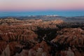 Scene at Bryce canyon national park at sunset in winter Royalty Free Stock Photo