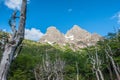 Hiking, camping and backpacking on iceberg and snow with the views of the Andes mountains and lake near Refugio Italia Manfredo