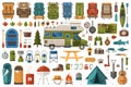 Hiking and Camping Flat Icons Wanderlust Collection Royalty Free Stock Photo