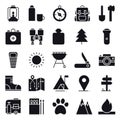 Hiking and Camping Icons Set. Outdoor Camp Sign and Symbol. Backpacking Adventure.