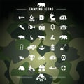 Hiking Camping Icons Set Vector Travel Hike Royalty Free Stock Photo