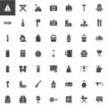Hiking and Camping universal vector icons set Royalty Free Stock Photo