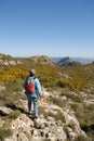 Hiking on the Cavall Verd, looking to the coast and Mediterranean sea Royalty Free Stock Photo