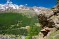 Hiking and climbing at Schweizerpfad path from Saas-Grund to Triftalp Royalty Free Stock Photo