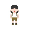Hiking concept, cute hiker character with equipment in flat design