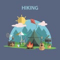 Hiking Concept Flat Royalty Free Stock Photo