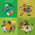 Hiking Concept Icons Set Royalty Free Stock Photo