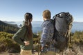 Hiking Couple On Coastal Track Looking At View Royalty Free Stock Photo