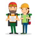 Hiking couple vector illustration