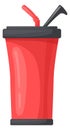 Hiking cup with straw. Thermo container cartoon icon