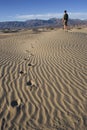 Hiking in Death Valley Dunes Royalty Free Stock Photo