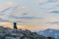 Hiking Dog in Rocky Mountains Royalty Free Stock Photo