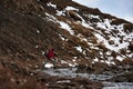 Hiking in extreme weather Royalty Free Stock Photo