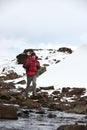 Hiking in extreme weather Royalty Free Stock Photo