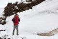 Hiking in extreme weather Royalty Free Stock Photo