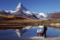 Hiking family at Matterhorn Royalty Free Stock Photo