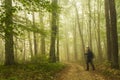 Hiking in forest