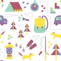 Hiking forest seamless pattern design for kids