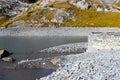 Hiking on the Gemmipass, with view of the Daubensee, Switzerland/Leukerbad