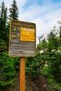 Hiking Guideboard for Trekking at Lake O`Hara in Yoho National Park Royalty Free Stock Photo