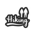 Hiking hand lettering with backpackers