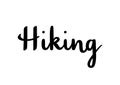 Hiking hand lettering on white background