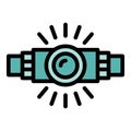 Hiking head lamp icon vector flat