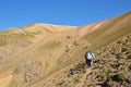 Hiking at high altitude trail in Alborz mountains