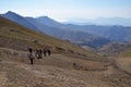 Hiking at high altitude trail in Alborz mountains