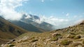 Hiking at high altitude trail in Alborz mountains