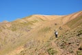 Hiking at high altitude trail in Alborz mountains