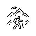 Black line icon for Hiking, wandering and travelling