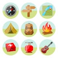 Hiking icons set