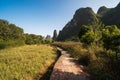 Hiking in the Karst mountains in Guilin region of South China, close to Xingping village, Li River Royalty Free Stock Photo