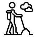 Hiking man icon, outline style Royalty Free Stock Photo