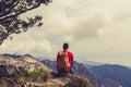 Hiking man or trail runner looking at mountains Royalty Free Stock Photo