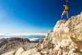 Hiking man or trail runner looking at view in mountains Royalty Free Stock Photo