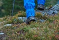 Hiking man with trekking boots